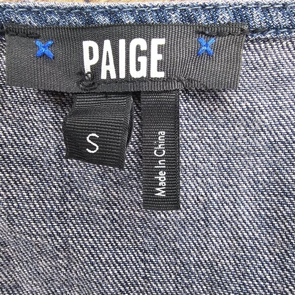 Paige Ria Short Flutter Flounce Sleeve Belted Lightweight Denim Jumpsuit S - Picture 9 of 12